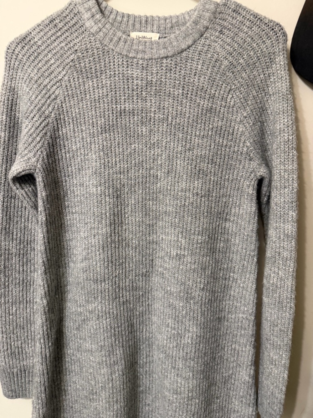 UpWest Heather Gray Ribbed Knit Sweater